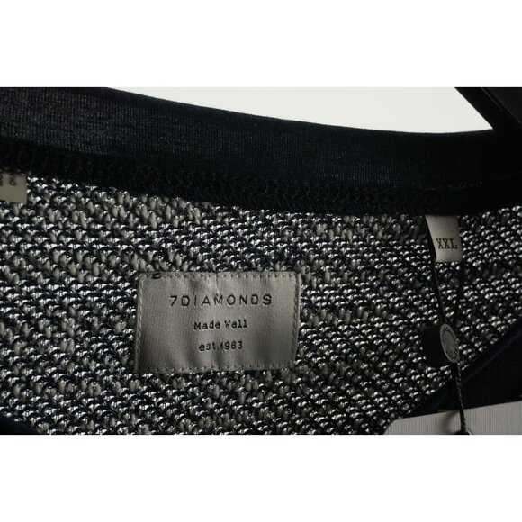 New 7 Diamonds Burgos Men's 2XL Navy Blue & White Heather Loop Knit Crew Sweater - Picture 6 of 9